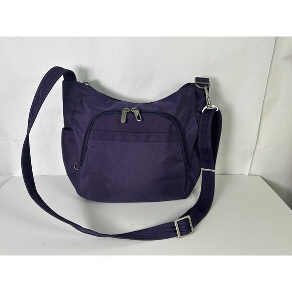 Travelon Anti-Theft Classic Crossbody Bucket Bag Purple Travel Vacation - Picture 1 of 16